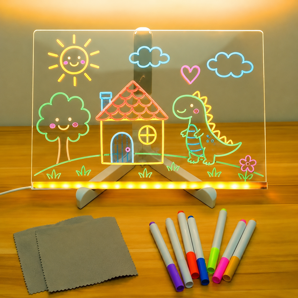 Pizarra de dibujo LED borrable