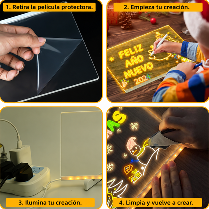 Pizarra de dibujo LED borrable