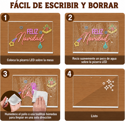 Pizarra de dibujo LED borrable